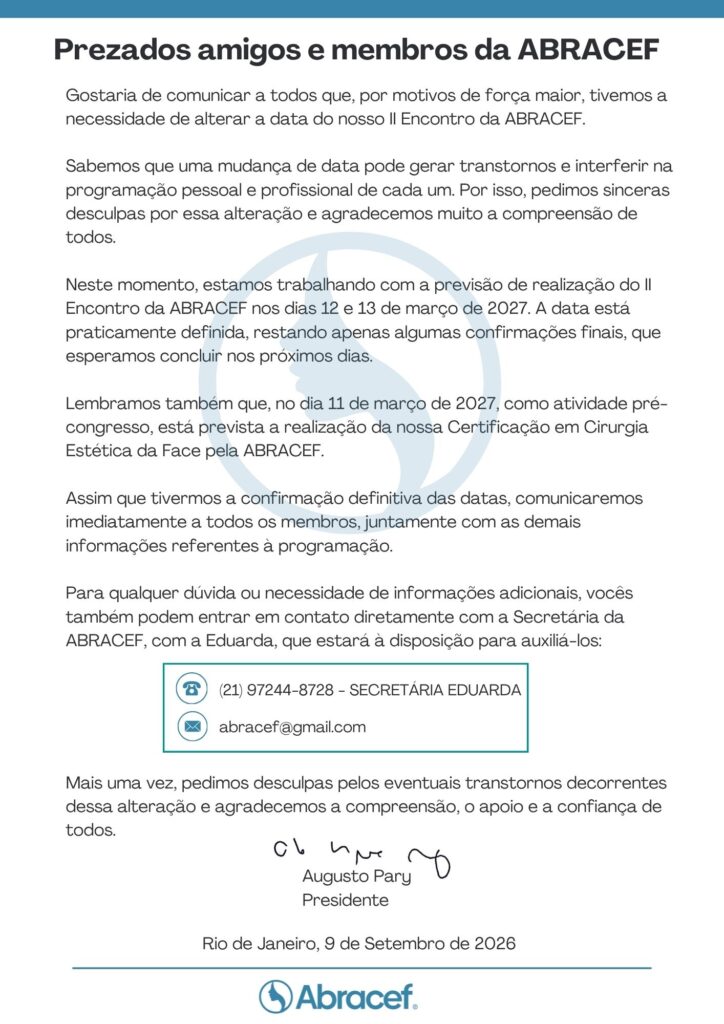 Alteração da data do II Encontro ABRACEF